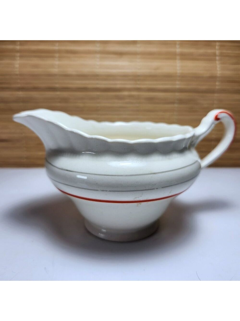 J&G Meakin England Vintage Creamer Red & Silver Stripe Milk Jug